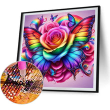Load image into Gallery viewer, Rainbow Roses And Butterflies 30*30CM(Canvas) Full Round Drill Diamond Painting
