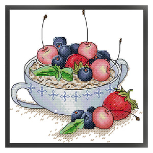 Joy Sunday - Fruit Oatmeal Tea - 20*19CM 14CT 2 Stamped Cross Stitch