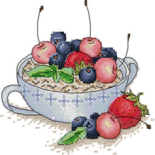 Load image into Gallery viewer, Joy Sunday - Fruit Oatmeal Tea - 20*19CM 14CT 2 Stamped Cross Stitch
