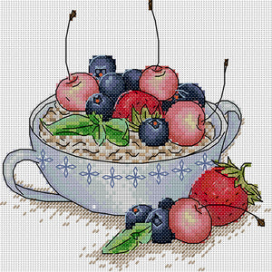 Joy Sunday - Fruit Oatmeal Tea - 20*19CM 14CT 2 Stamped Cross Stitch