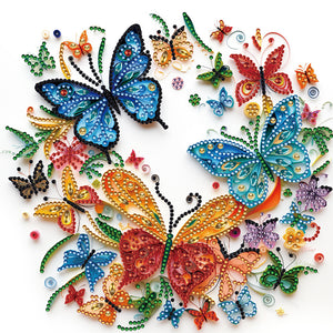 Flower And Butterfly Quilling 30*30CM(Canvas) Partial Special Shaped Drill Diamond Painting