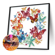 Load image into Gallery viewer, Flower And Butterfly Quilling 30*30CM(Canvas) Partial Special Shaped Drill Diamond Painting
