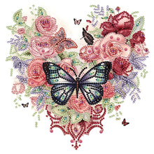 Load image into Gallery viewer, Heart, Butterfly, And Rose 30*30CM(Canvas) Partial Special Shaped Drill Diamond Painting
