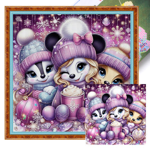 Yishu - Minnie And Friends - 45*45CM 11CT 3 Stamped Cross Stitch