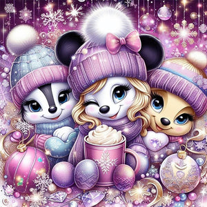 Yishu - Minnie And Friends - 45*45CM 11CT 3 Stamped Cross Stitch