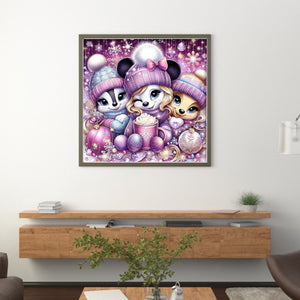 Yishu - Minnie And Friends - 45*45CM 11CT 3 Stamped Cross Stitch