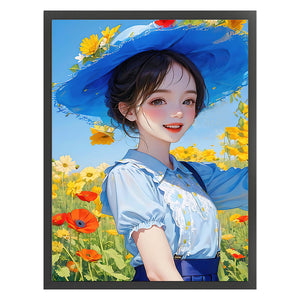 Mona Lisa Brand - Girl With Blue Hat - 43*57CM 11CT 3 Stamped Cross Stitch