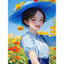 Load image into Gallery viewer, Mona Lisa Brand - Girl With Blue Hat - 43*57CM 11CT 3 Stamped Cross Stitch
