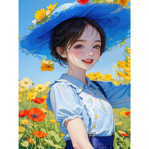 Mona Lisa Brand - Girl With Blue Hat - 43*57CM 11CT 3 Stamped Cross Stitch