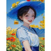 Load image into Gallery viewer, Mona Lisa Brand - Girl With Blue Hat - 43*57CM 11CT 3 Stamped Cross Stitch
