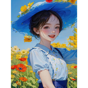 Mona Lisa Brand - Girl With Blue Hat - 43*57CM 11CT 3 Stamped Cross Stitch