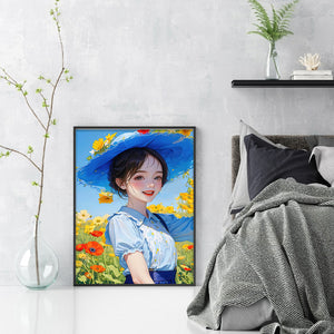 Mona Lisa Brand - Girl With Blue Hat - 43*57CM 11CT 3 Stamped Cross Stitch