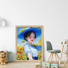 Load image into Gallery viewer, Mona Lisa Brand - Girl With Blue Hat - 43*57CM 11CT 3 Stamped Cross Stitch

