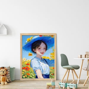 Mona Lisa Brand - Girl With Blue Hat - 43*57CM 11CT 3 Stamped Cross Stitch