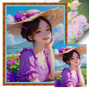 Mona Lisa Brand - Purple Fairy Girl - 43*57CM 11CT 3 Stamped Cross Stitch