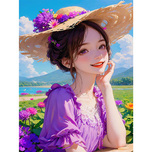Mona Lisa Brand - Purple Fairy Girl - 43*57CM 11CT 3 Stamped Cross Stitch