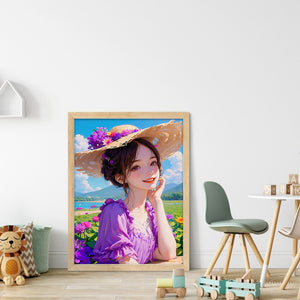 Mona Lisa Brand - Purple Fairy Girl - 43*57CM 11CT 3 Stamped Cross Stitch