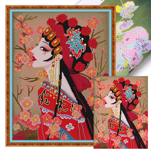 Spring Brand - Peking Opera Hua Dan - 50*65CM 11CT 3 Stamped Cross Stitch