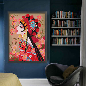 Spring Brand - Peking Opera Hua Dan - 50*65CM 11CT 3 Stamped Cross Stitch