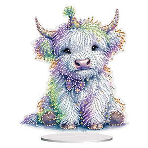 2D Flat Print White Yak DIY Desktop Diamond Art Kits Single-Sided Drill Decor