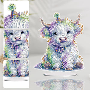 2D Flat Print White Yak DIY Desktop Diamond Art Kits Single-Sided Drill Decor