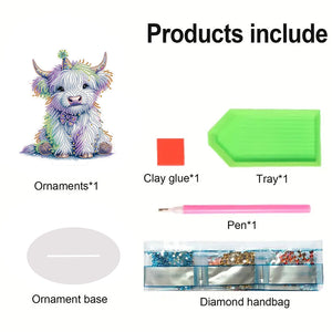 2D Flat Print White Yak DIY Desktop Diamond Art Kits Single-Sided Drill Decor