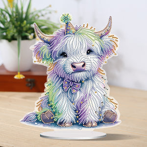 2D Flat Print White Yak DIY Desktop Diamond Art Kits Single-Sided Drill Decor