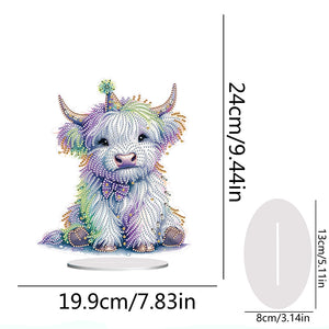 2D Flat Print White Yak DIY Desktop Diamond Art Kits Single-Sided Drill Decor