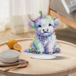 2D Flat Print White Yak DIY Desktop Diamond Art Kits Single-Sided Drill Decor
