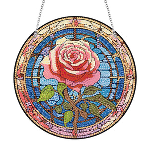 Acrylic Suncatcher 2D Flat DIY Rose Diamond Single-Sided Art Pendant Decor