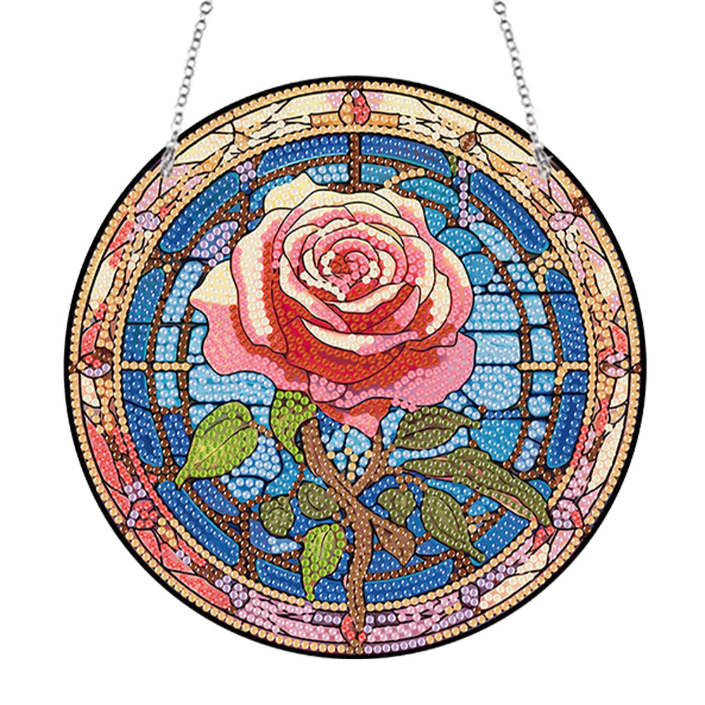 Acrylic Suncatcher 2D Flat DIY Rose Diamond Single-Sided Art Pendant Decor