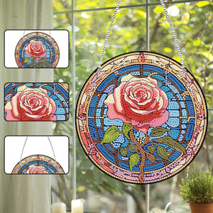 Acrylic Suncatcher 2D Flat DIY Rose Diamond Single-Sided Art Pendant Decor