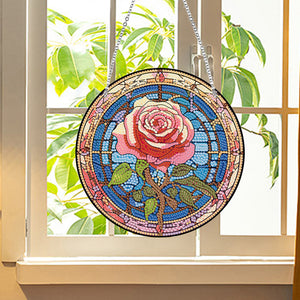 Acrylic Suncatcher 2D Flat DIY Rose Diamond Single-Sided Art Pendant Decor