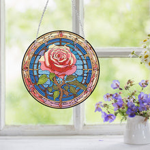 Load image into Gallery viewer, Acrylic Suncatcher 2D Flat DIY Rose Diamond Single-Sided Art Pendant Decor
