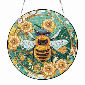 Acrylic Suncatcher 2D Flat DIY Flower Bee Diamond Single-Sided Art Pendant Decor