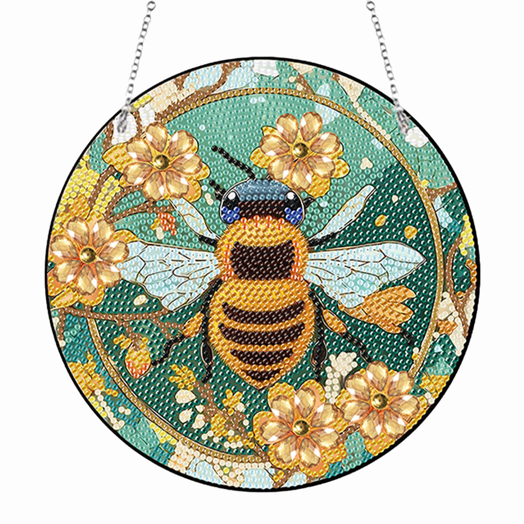 Acrylic Suncatcher 2D Flat DIY Flower Bee Diamond Single-Sided Art Pendant Decor