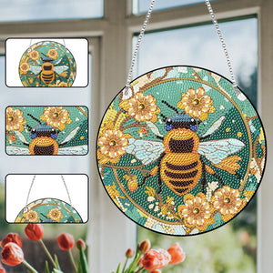 Acrylic Suncatcher 2D Flat DIY Flower Bee Diamond Single-Sided Art Pendant Decor