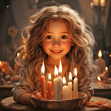 Load image into Gallery viewer, Little Girl With Cake 40*40CM(Canvas) Full Round Drill Diamond Painting
