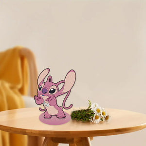 Special Shaped Wooden Stitch Desktop Diamond Painting Art for Home Decor (Pink)