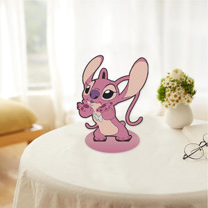 Special Shaped Wooden Stitch Desktop Diamond Painting Art for Home Decor (Pink)