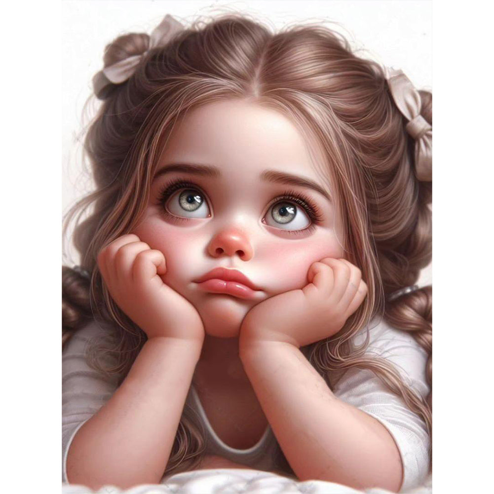 Big-Eyed Cartoon Girl 30*40CM(Canvas) Full Round Drill Diamond Painting