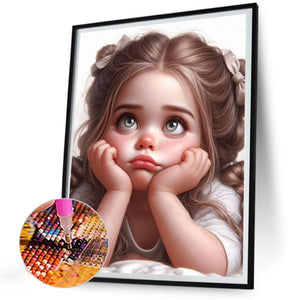 Big-Eyed Cartoon Girl 30*40CM(Canvas) Full Round Drill Diamond Painting