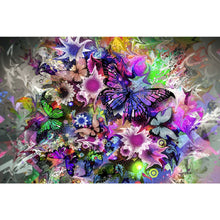 Load image into Gallery viewer, Purple Butterfly And Flowers 60*40CM(Picture) Full Round Drill Diamond Painting
