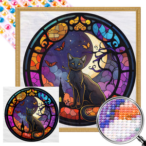 Glass-Painted Kitten 40*40CM(Picture) Full Round Drill Diamond Painting