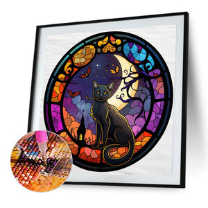 Glass-Painted Kitten 40*40CM(Picture) Full Round Drill Diamond Painting