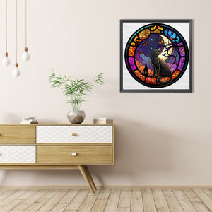 Glass-Painted Kitten 40*40CM(Picture) Full Round Drill Diamond Painting