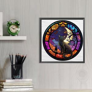 Glass-Painted Kitten 40*40CM(Picture) Full Round Drill Diamond Painting