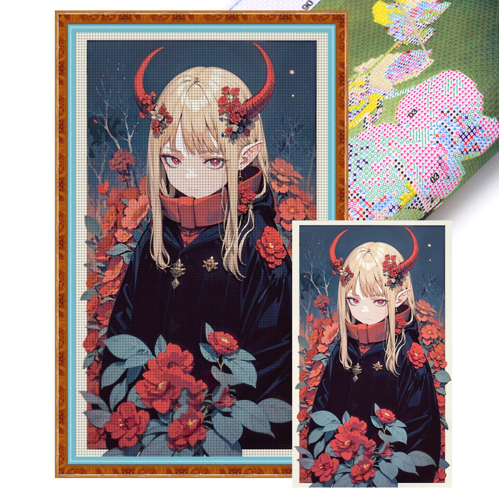 Yishu - Girl - 50*80CM 11CT 3 Stamped Cross Stitch