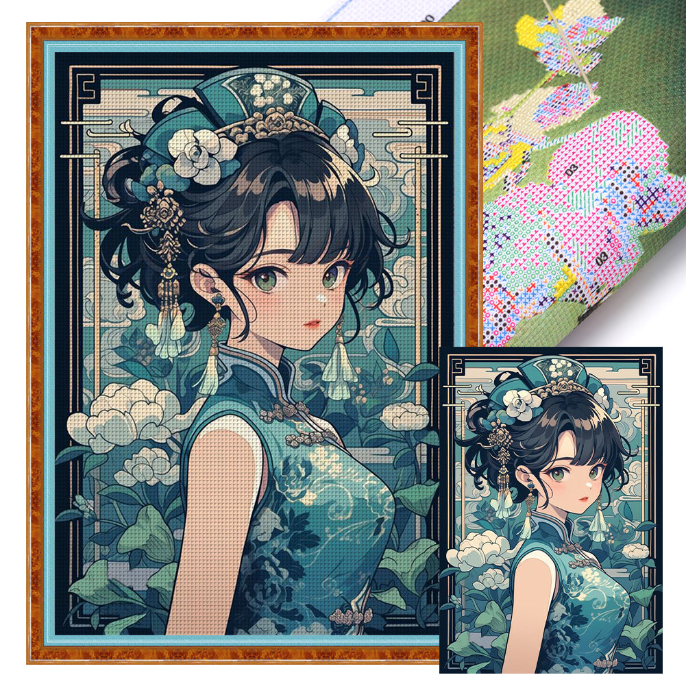 Yishu - Girl - 40*60CM 11CT 3 Stamped Cross Stitch