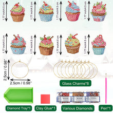 Load image into Gallery viewer, 8 Pcs Cake Diamond Painting Kit Wine Glass Recognizer Pendant Wine Glass Marker
